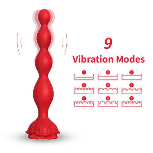 Rosestick Red, 9 Vibration Functions - Анальний стимулятор, 19,5 см (червоний)