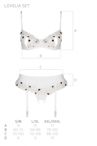 Passion Lovelia Set - Комплект белья, S/M (белый)