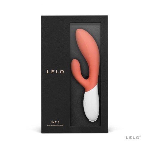 LELO Ina 3 - вибратор кролик для стимуляции клитора и точки G, 20х4.5 см (оранжевый) - sex-shop.ua