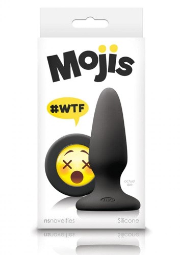 NS Novelties Mojis Plug #WTF Medium средняя анальная пробка с эмоджи, 10,5х3,7 см (черный) - sex-shop.ua