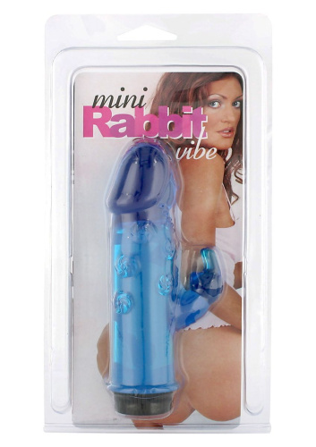 Seven Creations Mini Rabbit Vibe Blue - Вибратор с отростком, 12.5х3.5 см - sex-shop.ua