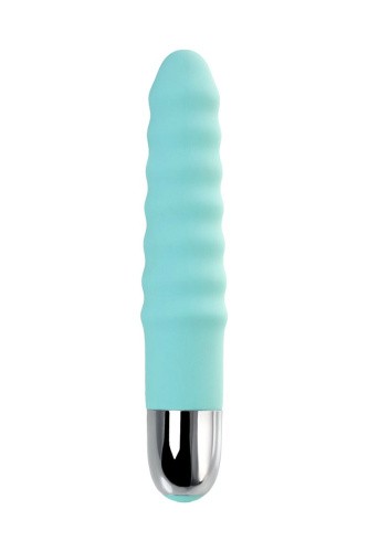Flovetta Flax - Рельефный вибратор с клиторальной стимуляцией, 11х3 см (бирюзовый)