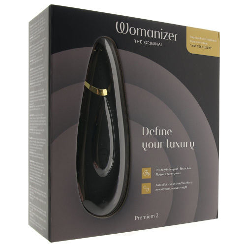 Womanizer Premium 2 + Лубрикант 50 мл - Інноваційний кліторальний вакуумний стимулятор, 15.5х3.5 см (чорний)