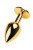 TOYFA Metal Golden anal plug - серебристая анальная пробка с кристаллом, 9х4 см (чёрный)