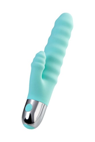 Flovetta Flax - Рельефный вибратор с клиторальной стимуляцией, 11х3 см (бирюзовый)