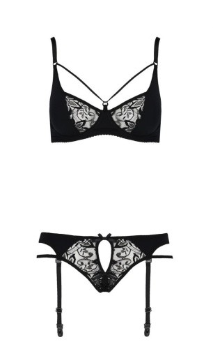 Passion Pauline Set - Комплект білизни: стрепи: ліф, стрінги та пояс для панчіх, S/M (чорний) - купити в Україні | Секс шоп SEX-SHOP.ua