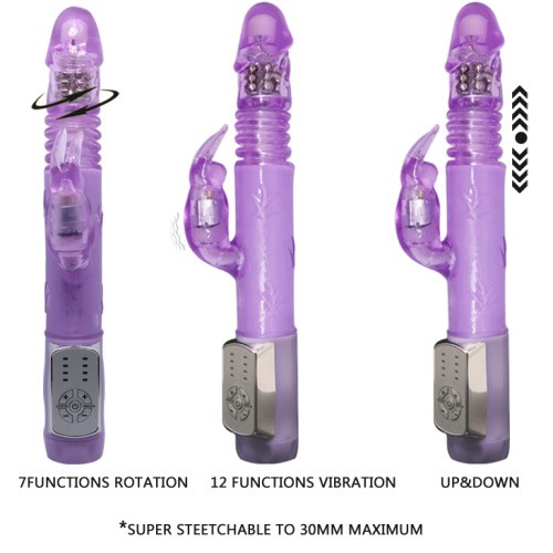 Deluxe Dream Lover Vibrator Purple With Bunny - вібратор-кролик з обертанням, поштовхами та вібрацією, 26х3 см - купити в Україні | Секс шоп SEX-SHOP.ua