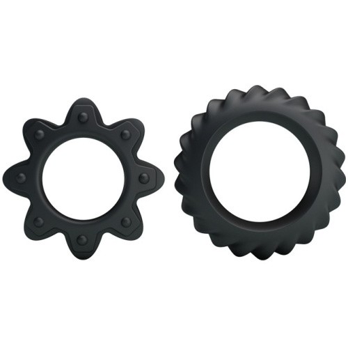 LyBaile Ring Flowering Black - Набор эрекционных колец разного диаметра, 2 шт