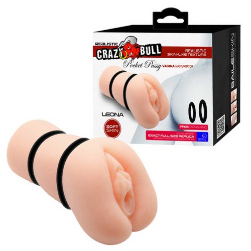 LyBaile Crazy Bull Leona Pocket Pussy - Мастурбатор с эрекционными кольцами, 15.7х7.1 см