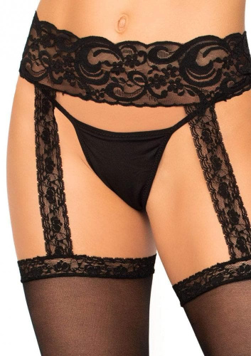 Leg Avenue Sheer Thigh Highs - Чулочки с поясом (черные)