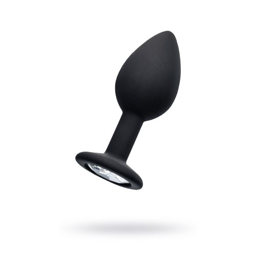 Popo Pleasure by Toyfa butt plug with S rhinestone - Анальная пробка с камнем, 7.2х2.8 см (чёрный)