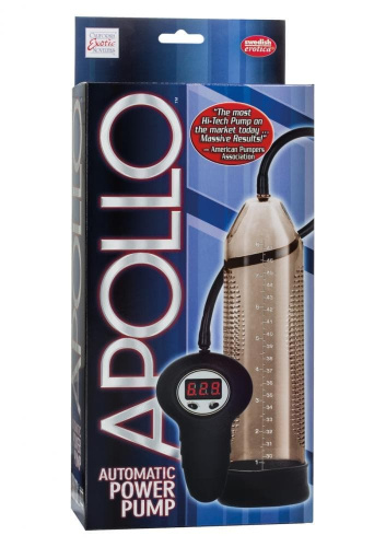 California Exotic Novelties Apollo Automatic Power Pump Smoke - Автоматическая помпа со светодиодным дисплеем, 25.5х6 см - sex-shop.ua