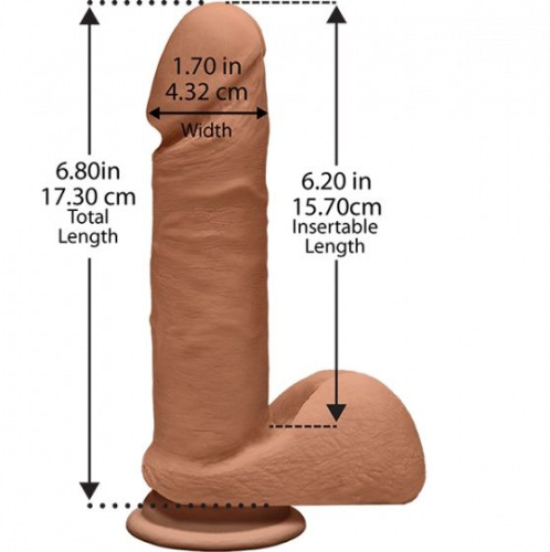Doc Johnson The D Perfect D 7 Inch With Balls Ultraskyn - Фаллоимитатор реалистичный, 17.3х4.3 см (карамель)