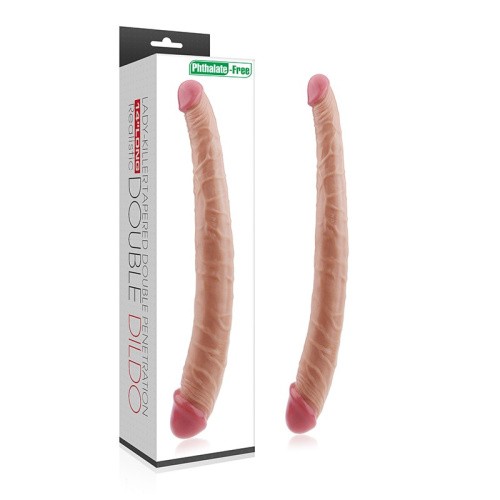 LoveToy King Size Realistic Ladykiller Tapered Double Penetration 14 " - Большой двухсторонний фаллоимитатор реалистик, 36.5х4 см - sex-shop.ua