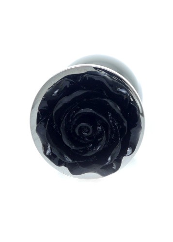 Boss Jewellery Silver Plug Rose Black - Анальна пробка, 9х3.4 см (чорний)