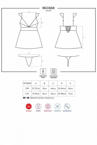 Комплект Obsessive 863-BAB-3 babydoll (S / M) - купити в Україні | Секс шоп SEX-SHOP.ua
