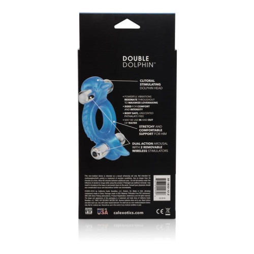 CalExotics Double Dolphin - виброкольцо, 8х4 см (голубой)