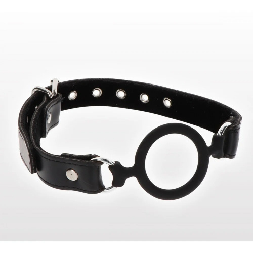 Taboom Open Ring Gag - силиконовый кляп-кольцо, (черный) - sex-shop.ua