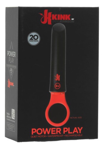 Doc Johnson Kink - Power Play with Silicone Grip Ring - Вібратор, 13.4х2.5 см (чорний) - купити в Україні | Секс шоп SEX-SHOP.ua