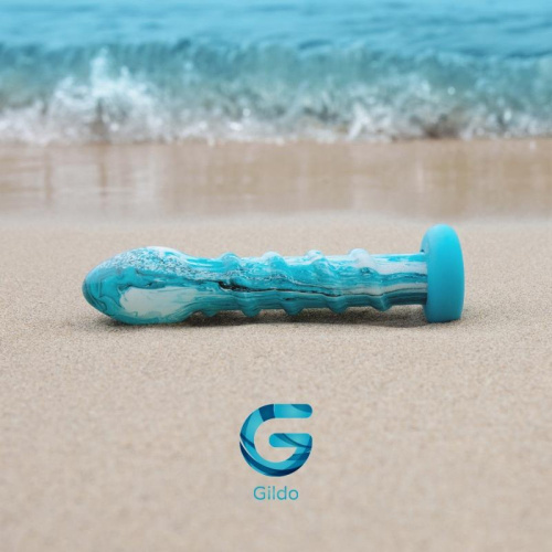 Gildo - Ocean Wave Glass Dildo - Скляний фалоімітатор, 17,6х3.8 см (блакитний)