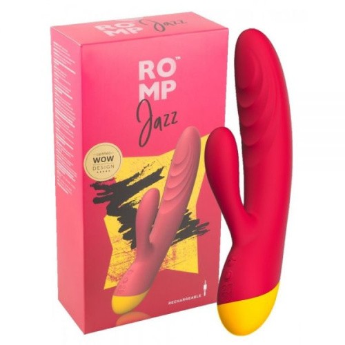Romp Jazz - яскравий вібратор-кролик, 21х3.5 см (рожевий)