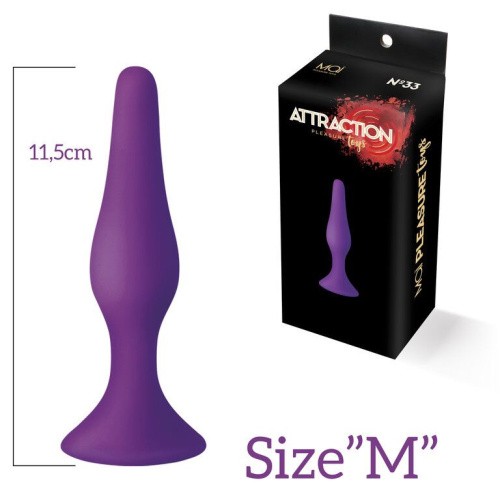 MAI Attraction Toys №33 анальна пробка на присосці, 11,5х3 см (фіолетовий)