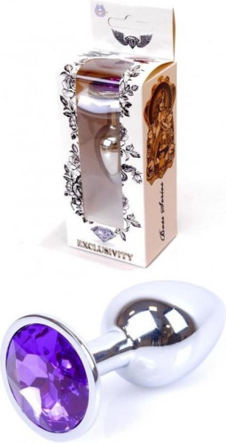 Boss - Jewellery Silver Plug - Анальная пробка, 7х2.7 см (фиолетовый) - sex-shop.ua