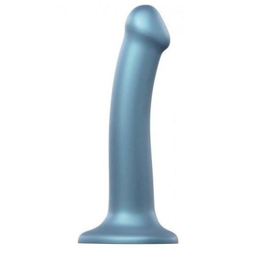 Strap-On-Me Mono Density Dildo, M - Насадка для страпона гибкая, 18х3.3 см., (голубая)