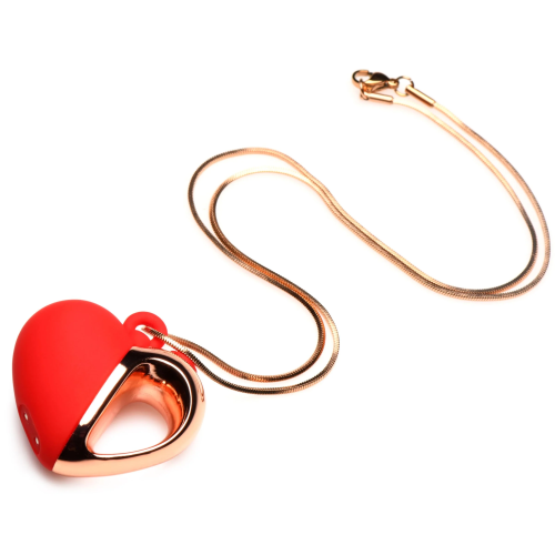 Charmed Vibrating Silicone Heart Necklace - кольє з підвіскою вібратором, 90 см (червоний)