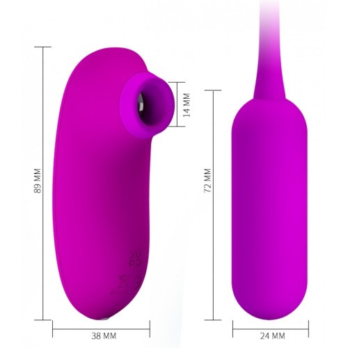 LyBaile - Pretty Loce Curupira Multifunctional Sucker Purple - Комплект из виброяйца и вакуумного стимулятора