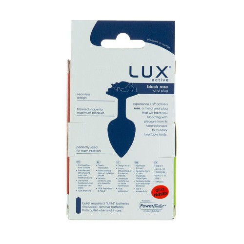 Lux Active Rose Anal Plug Black - металлическая анальная вибропробка, 8.9х3.4 см (чёрный) - sex-shop.ua