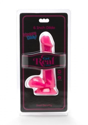 Get Real Happy Dicks Dildo 6 In w.Balls - Фалоімітатор з мошонкою та присоскою, 15х3,5 см (рожевий)