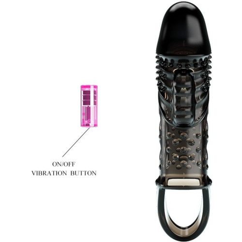 LyBaile - Pretty Love Cecelia Vibro Penis Sleeve - Насадка на член, +2.5 см (чёрный)