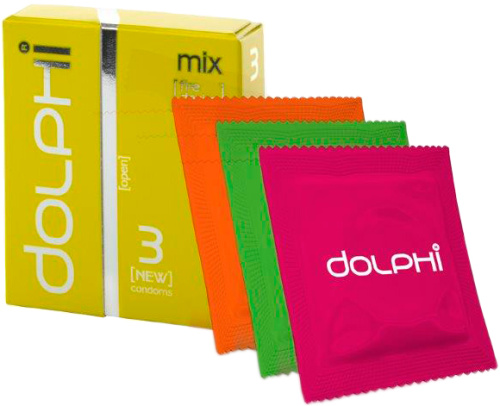 Dolphi Mix (Fire, Desire, Power) №3 - микс презервативов, 3 шт - sex-shop.ua