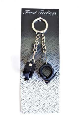 Feral Feelings - Брелок для ключей в виде наручников с пряжкой (чёрный) - sex-shop.ua