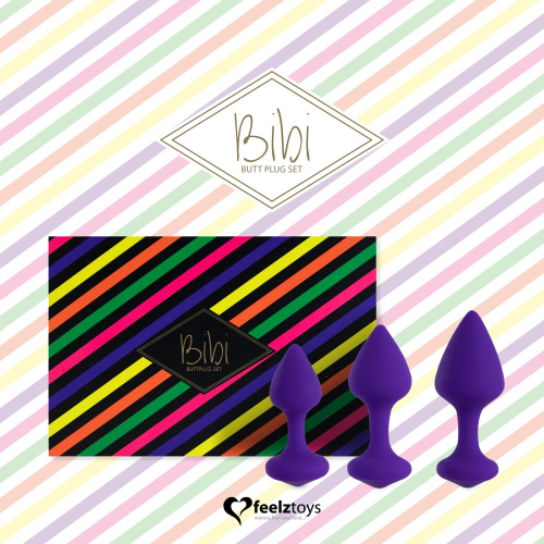 FeelzToys Bibi Butt Plug Set 3 - Набір силіконових анальних пробок, 3 шт (фіолетовий)