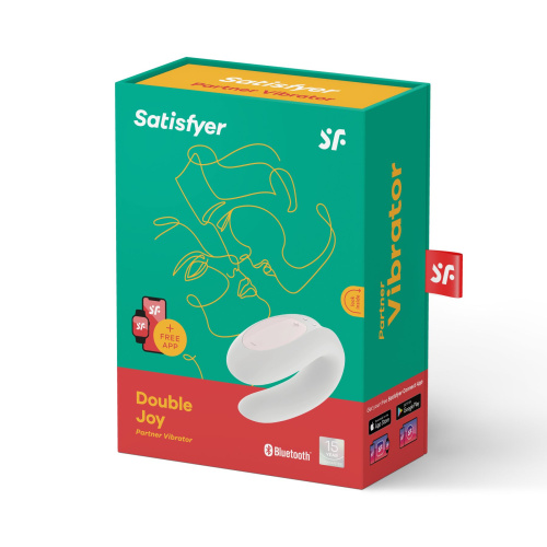Satisfyer Double Joy - вибратор для пары с управлением через приложение, 9х5.7см, (белый) - sex-shop.ua