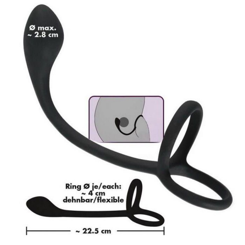 Эрекционное кольцо Black Velvets Cock & Ball Ring + Plug