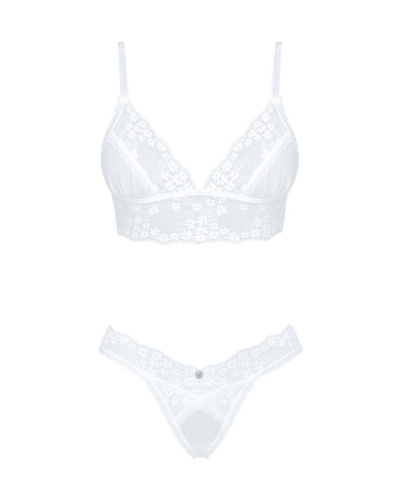 Obsessive Heavenlly 2-pcs set - комплект эротического белья: бюстгальтер и стринги, XS/S (белый)