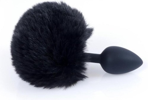 Boss Jewellery Silicon PLUG Bunny Tail Black - Анальная пробка с хвостом, 6,5х2,7 см (черный) - sex-shop.ua