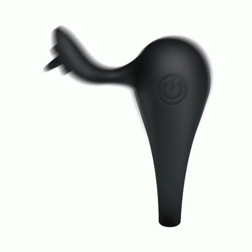 LyBaile Pretty Love Stimulating Tonguo - виброкольцо с язычком, 5х3.1 см (черный)