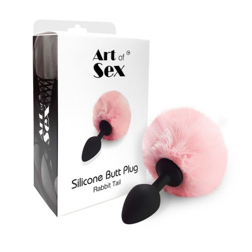 Art of Sex - Silicone Butt plug Rabbit Tail, М - Силиконовая анальная пробка - sex-shop.ua