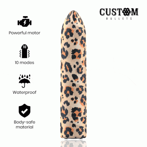 Custom Bullets - Leopard - Потужна віброкуля, 6.25х2 см (леопардовий)
