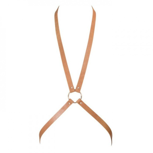 Bijoux Indiscrets MAZE - 8 Harness портупея перекрещенная на груди, OS (коричневый) - sex-shop.ua