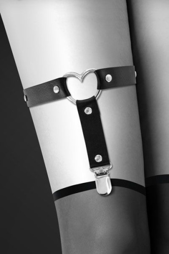 Bijoux Pour Toi With Heart Black - Гартер на ногу, S-L (чёрный) - sex-shop.ua