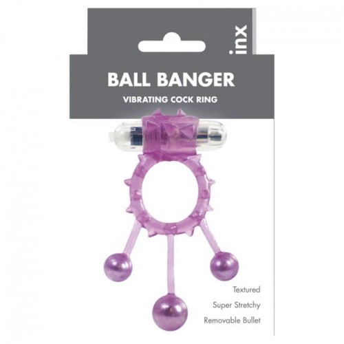 Linx Ball Banger Cock Ring Purple - виброкольцо с шариками, 9.5х2.8 см (розовый)