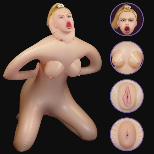 LoveToy Cowgirl Style Love Doll - надувная секс кукла с 3 отверстиями в позе наездницы, 89 см (телесный) - sex-shop.ua