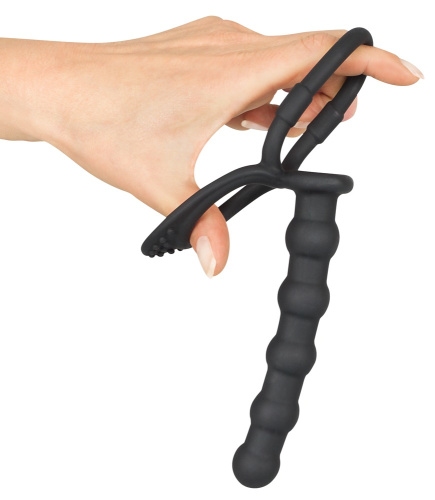 Black Velvets Cock & Ball Ring - Анальная насадка, 19 см (черная)