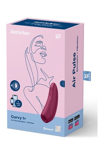 Satisfyer Curvy 1+ Вакуумно-волновой стимулятор с возможностью управления через приложение, 13.5х4.3 см (красный) - sex-shop.ua