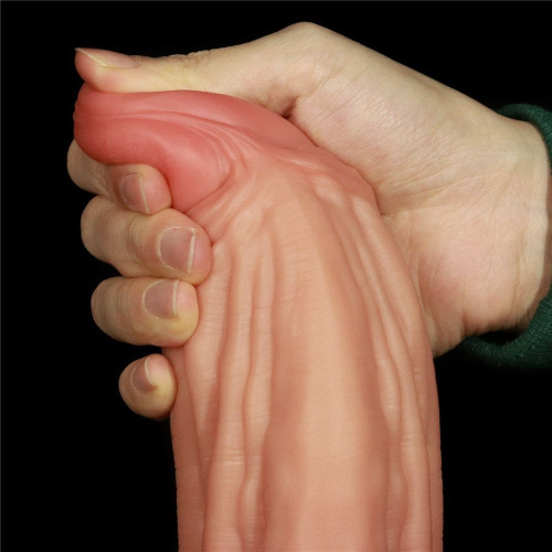 LoveToy 10" Dual layered Platinum Silicone Cock - большой силиконовый фаллоимитатор, 24.5х6.8 см (коричневый)